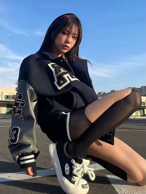 Vintage Oversized Embroidered Varsity Jacket