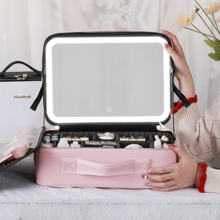Waterproof Makeup Case with Detachable LED Mirror