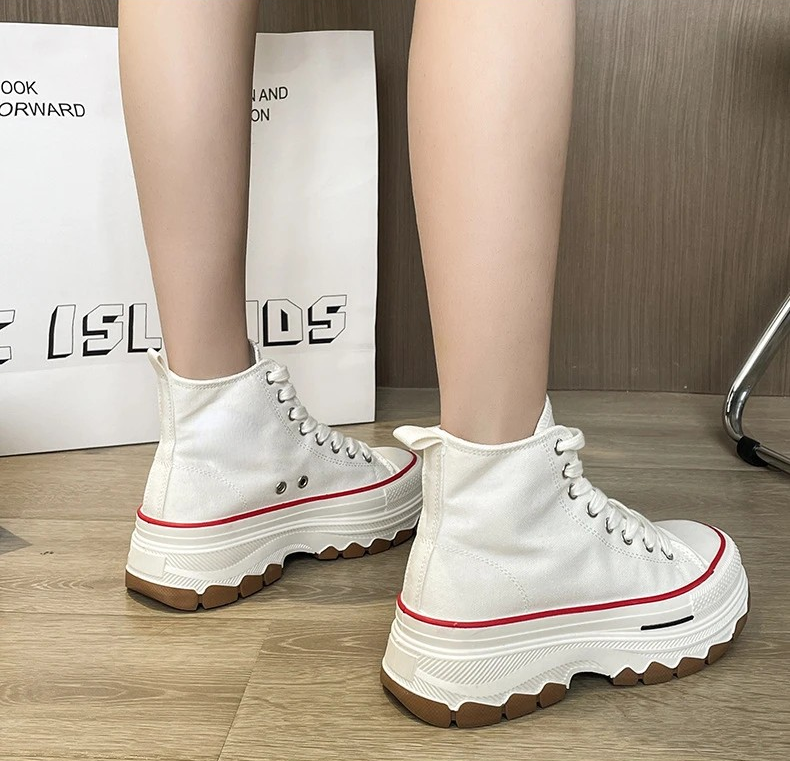 Platform High-Top Canvas Sneakers for Women