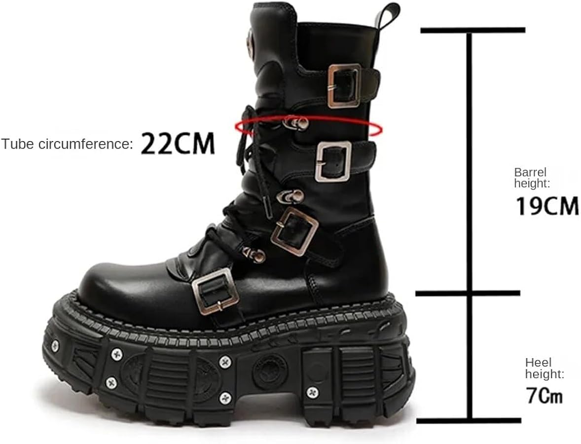 Genuine Leather Goth/Biker Style Platform Boots for Women & Men