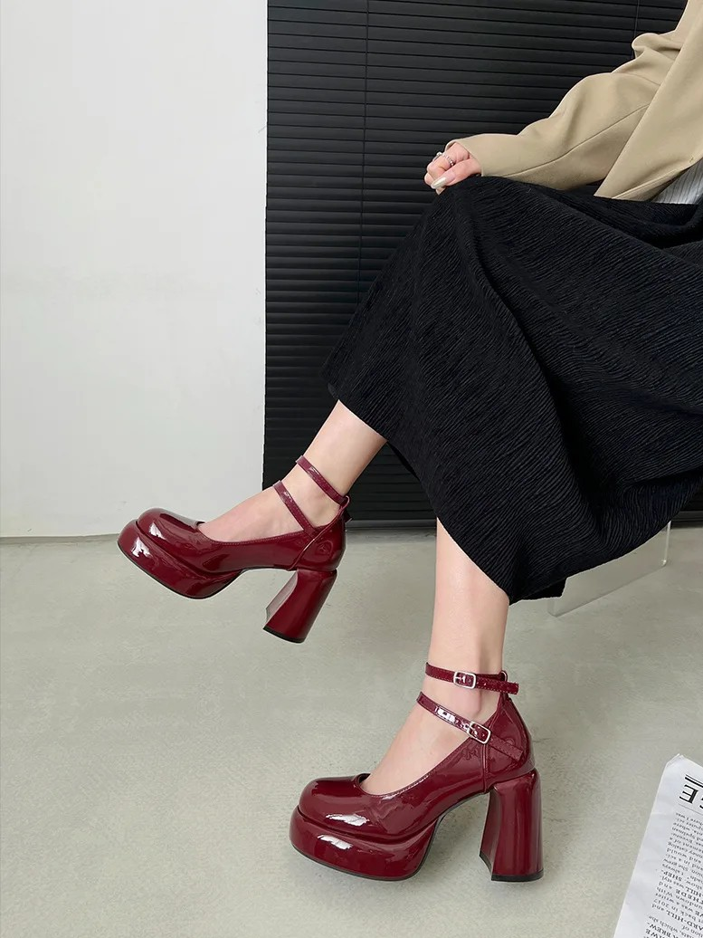 Mary Jane Platform Block Heel Pumps