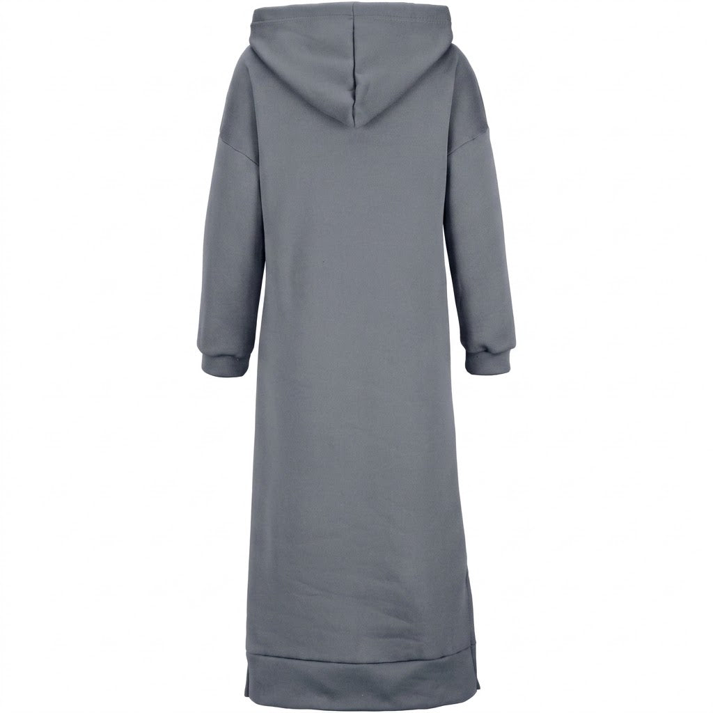 Side-Slit Maxi Hoodie Dress