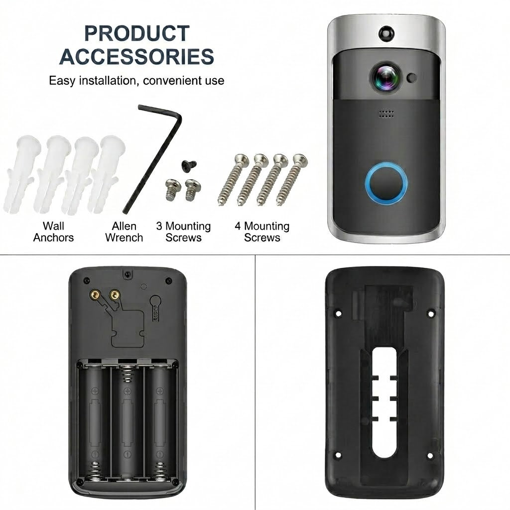 720p HD V5 Smart WiFi Video Doorbell with Night Vision, PIR Motion Detection and Two-Way Audio