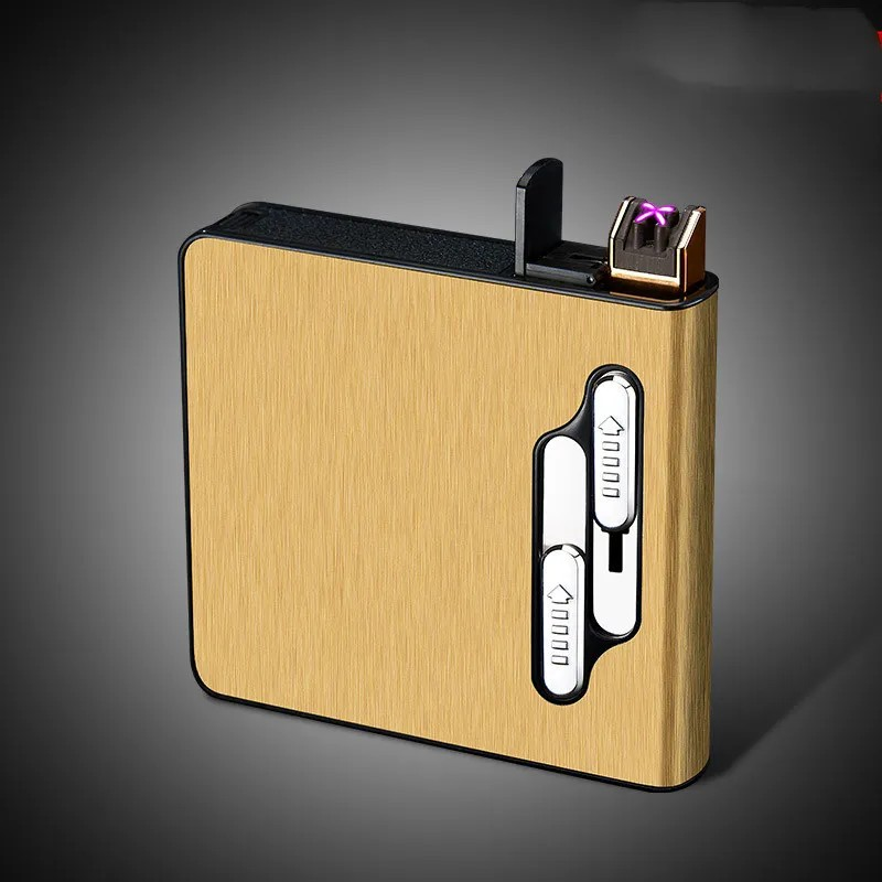 2-in-1 Cigarette Case with USB Impact Rechargeable Ligher