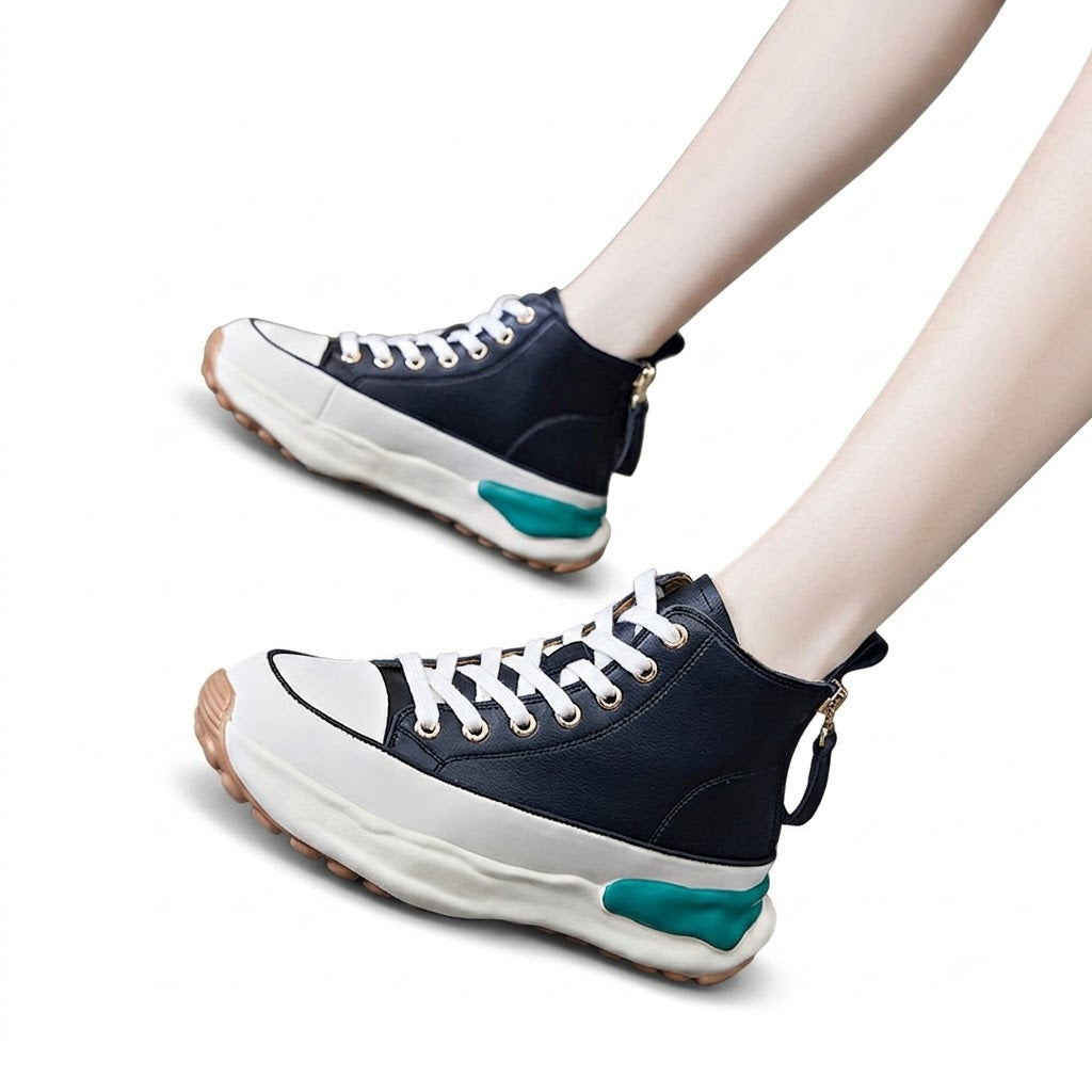 Women's High-Top Leather Platform Sneakers