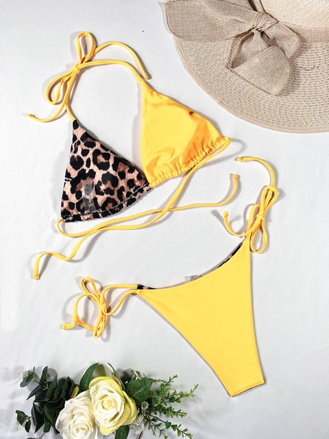 ELLOLACE Leopard Bikini Set