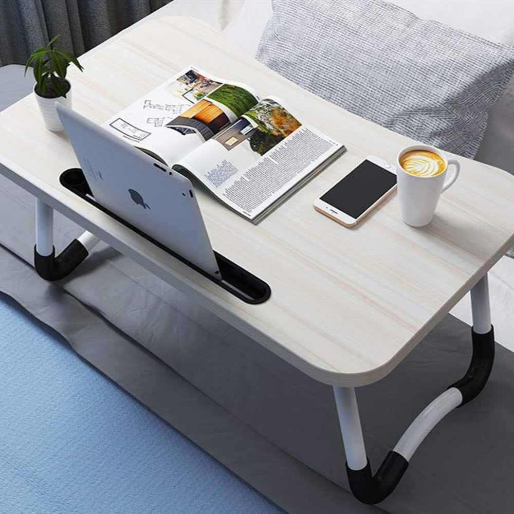 Portable Foldable Lap Desk, Bed Table with 4 USB Ports, Free Nightlight & Fan