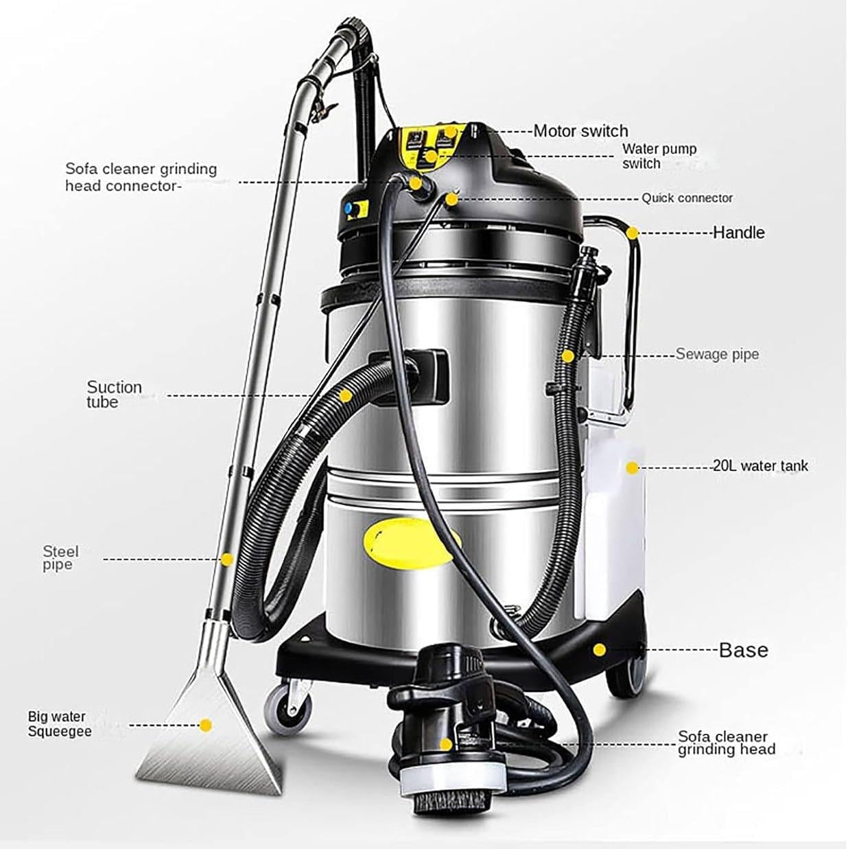 60L 3-in-1 Professional Spray, Wash & Dry Carpet Extractor, Wet and Dry Vacuum Cleaner