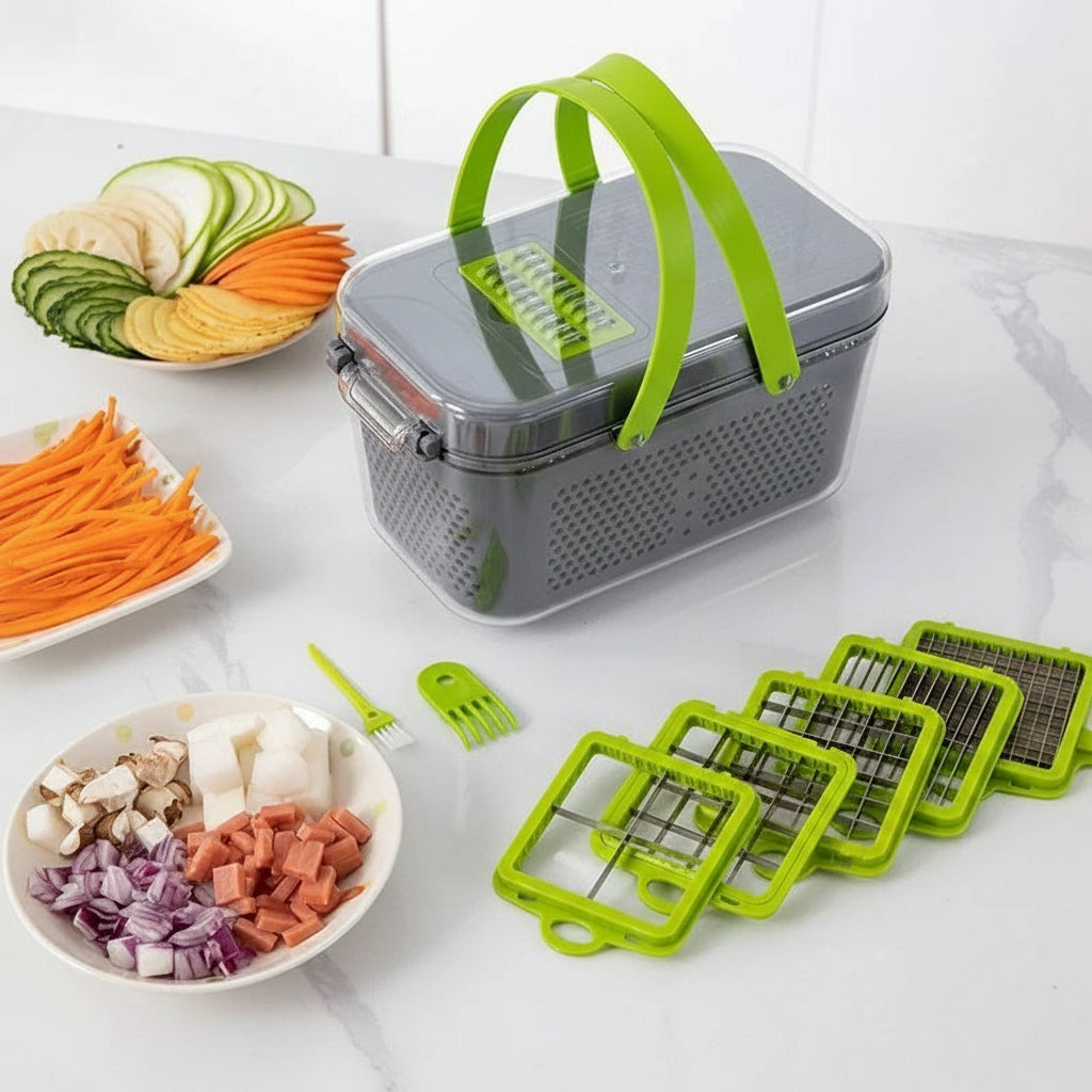 22-in-1 Multifunctional Vegetable Chopper and Slicer with Strainer & Storage Container