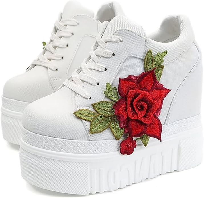 Red Rose Canvas Platform Sneakers