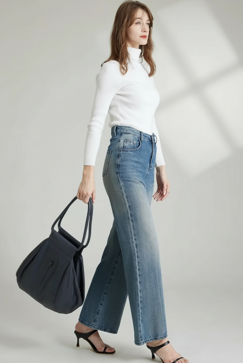 Genuine Cowhide Leather Slouchy Shoulder Bag