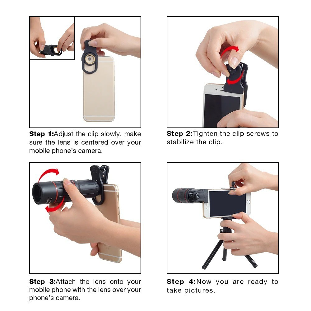 Universal 18x/125x Optical Zoom Telephoto Lens Kit, Mobile Phone Telescope