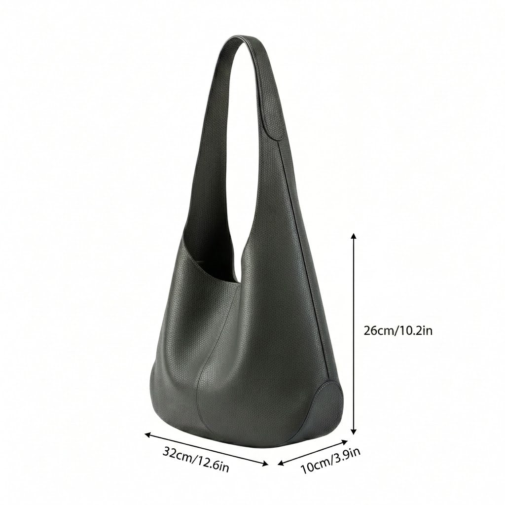 Slouchy Hobo Shoulder Bag – Genuine Cowhide Leather
