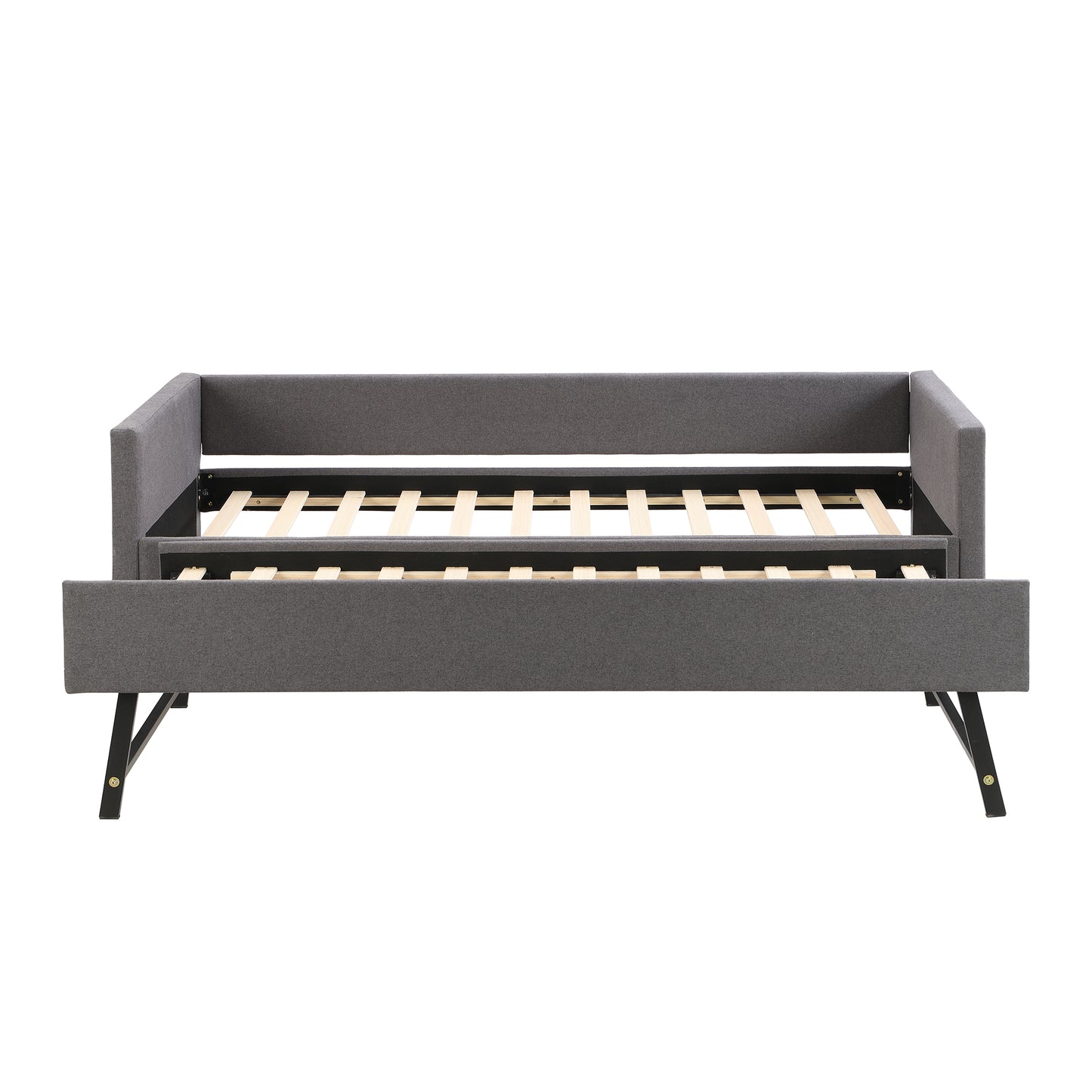 90x200 cm Upholstered Sofa Bed with Pull-Out Trundle Bed