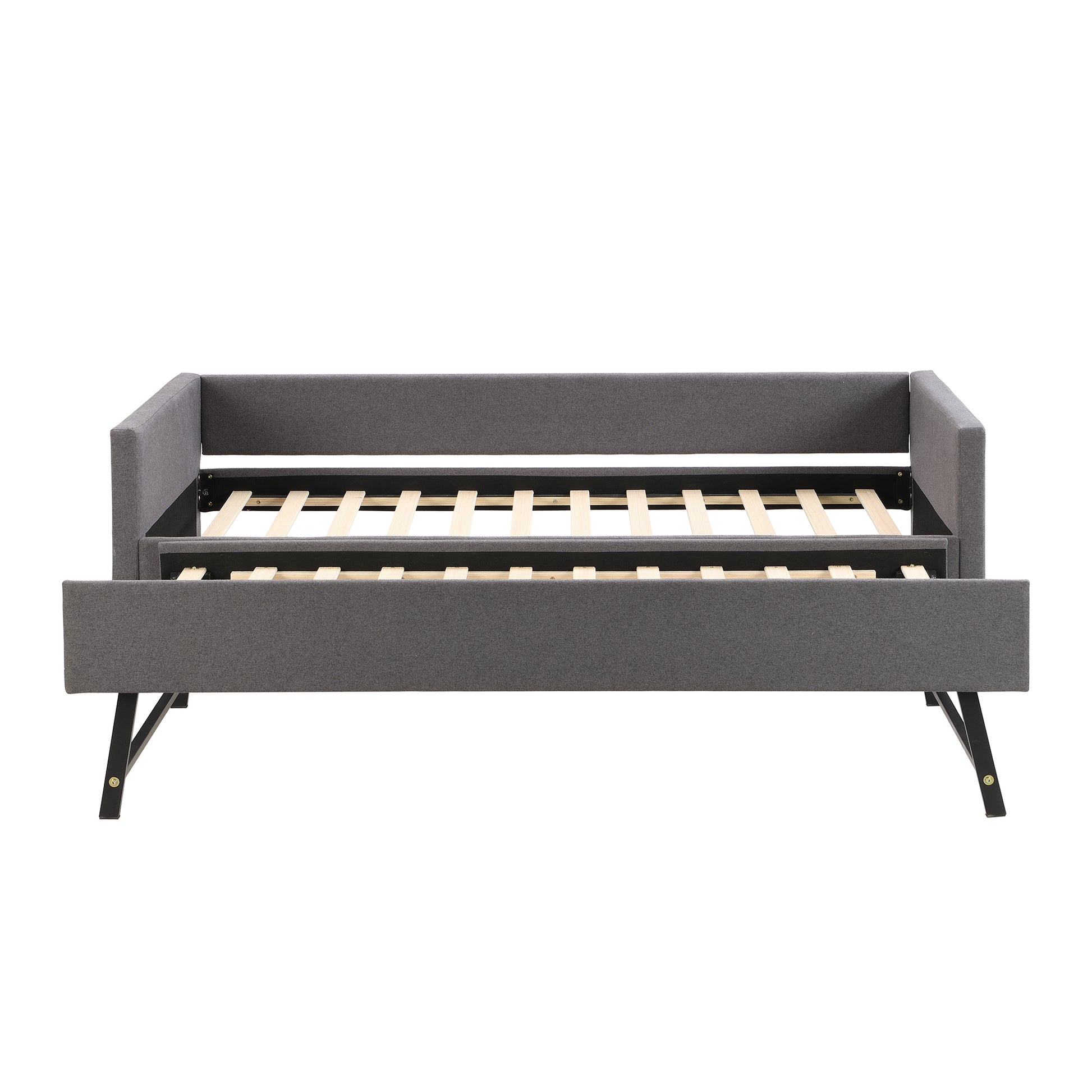 90x200 cm Upholstered Sofa Bed with Pull-Out Trundle Bed