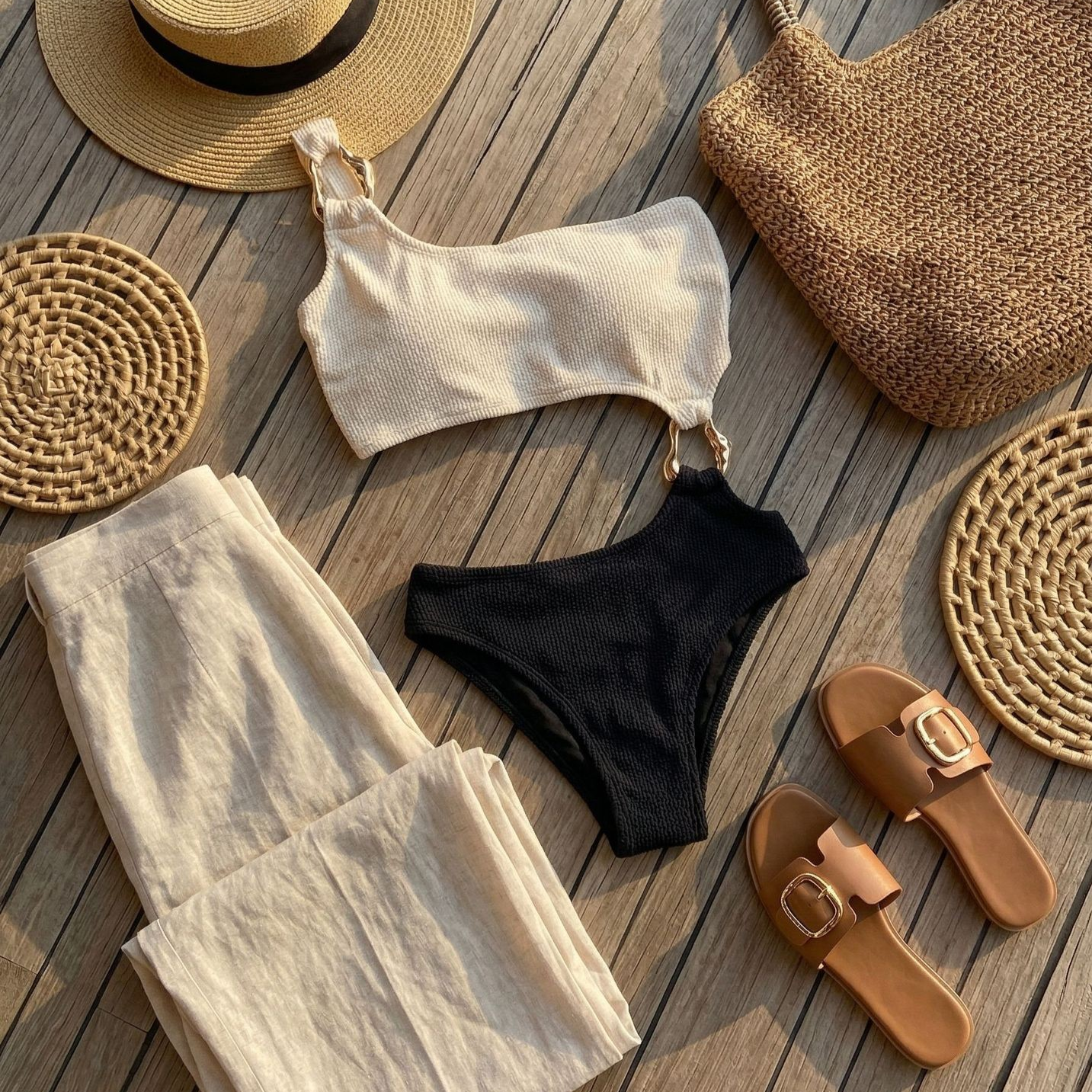 One-Piece Asymmetrical Cut-Out Swimsuit