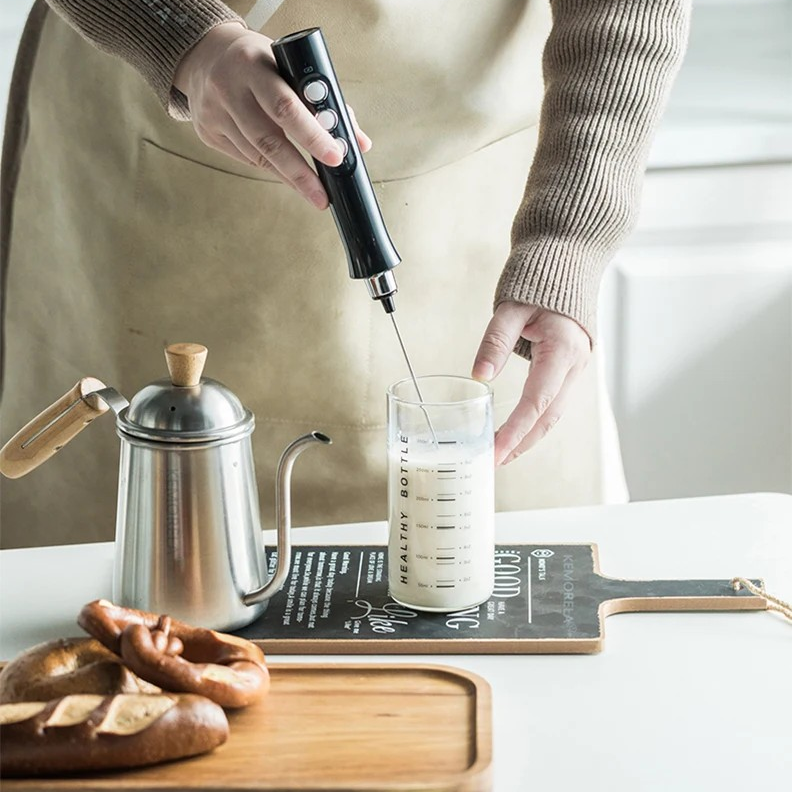 3-in-1 Electric 3-Speed Milk Frother & Mixer – USB Rechargeable