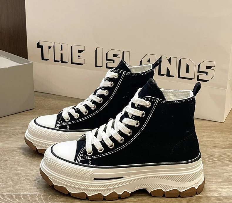 Chunky-soled High-top Canvas Sneakers