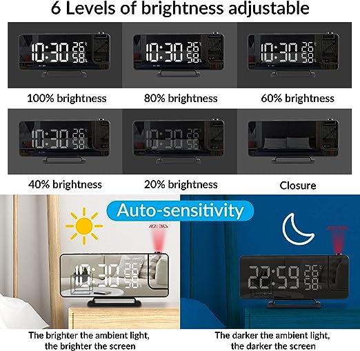 LED Display Radio Projection Alarm Clock