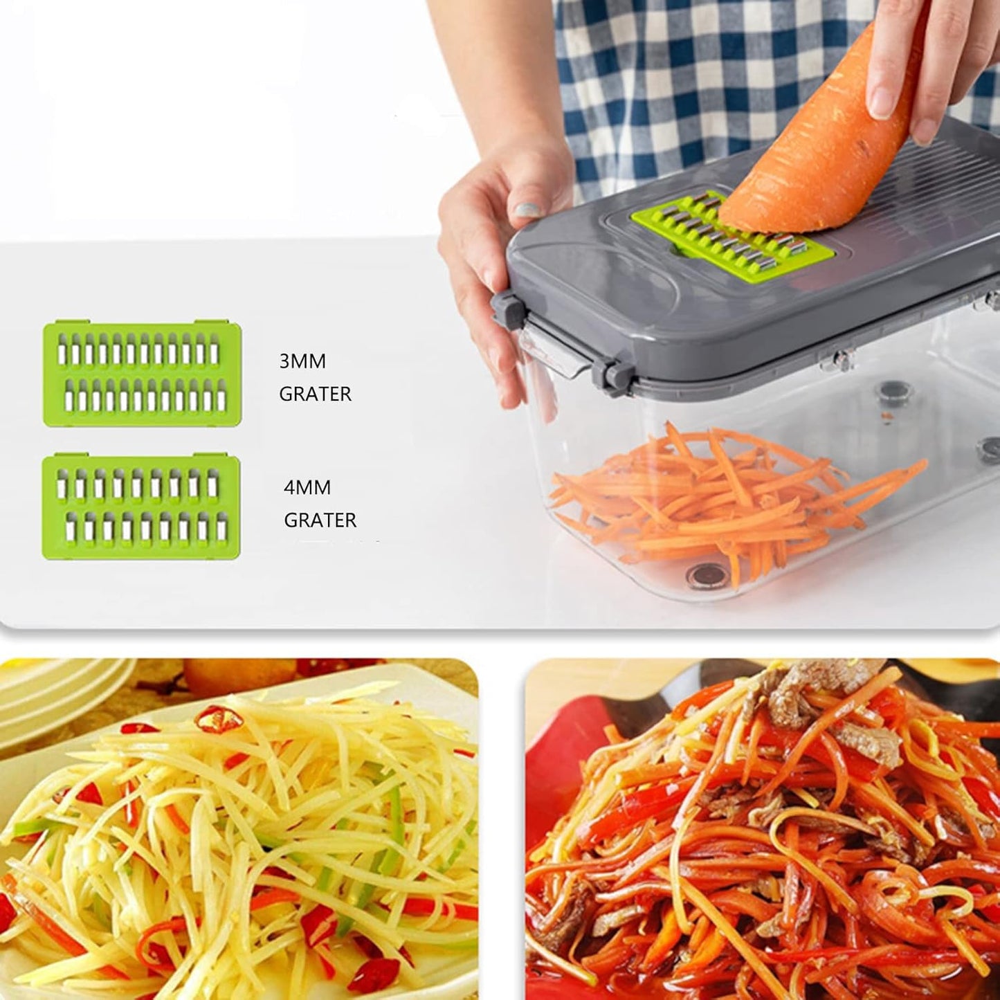 22-in-1 Multifunctional Vegetable Chopper and Slicer with Strainer & Storage Container
