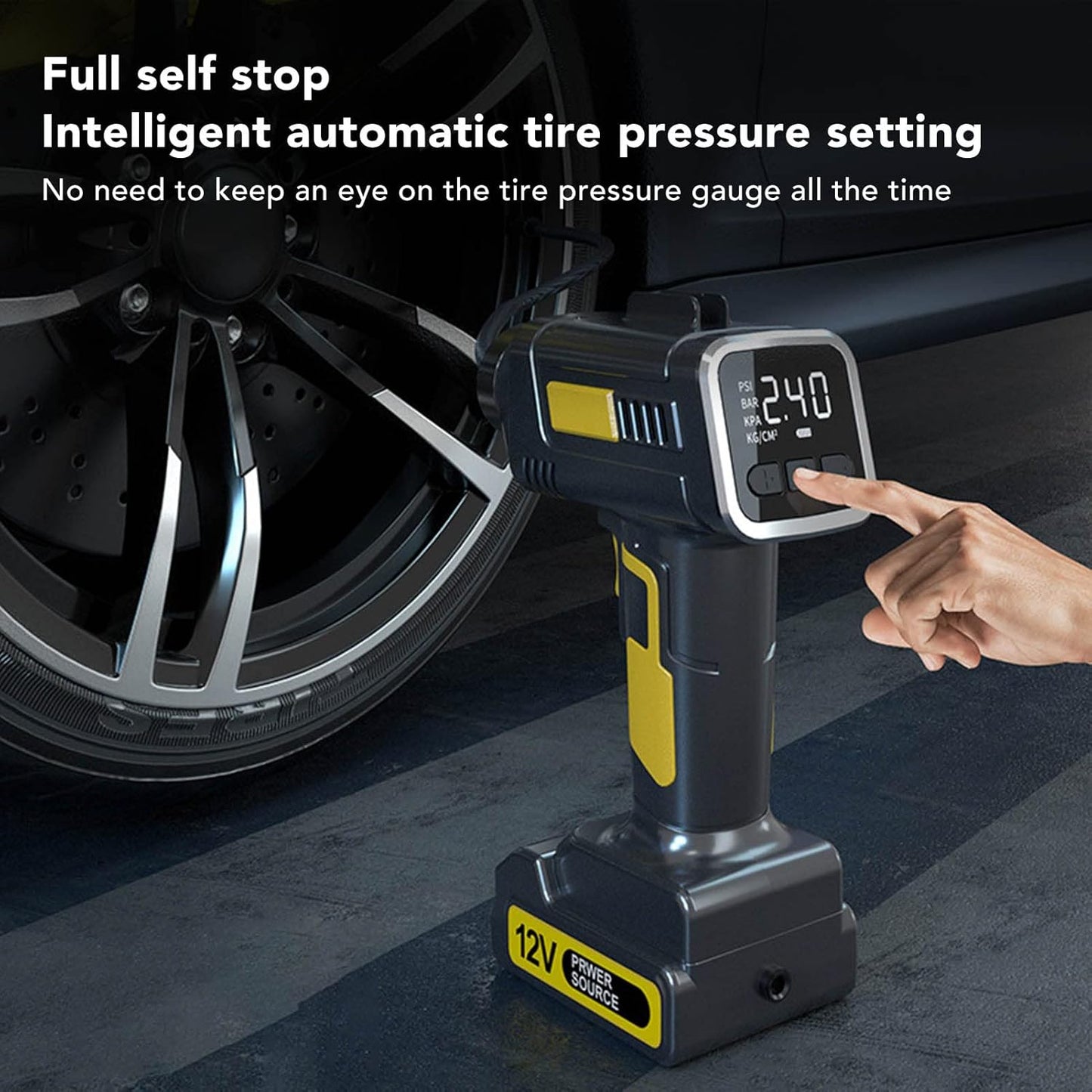 12V 150PSI Multi-Functional Cordless Air Compressor/Tire Inflator with Digital Pressure Gauge & LED Light