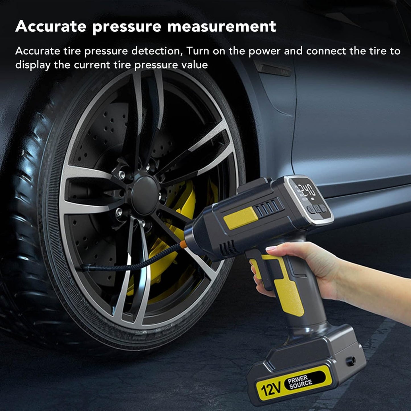 12V 150PSI Multi-Functional Cordless Air Compressor/Tire Inflator with Digital Pressure Gauge & LED Light