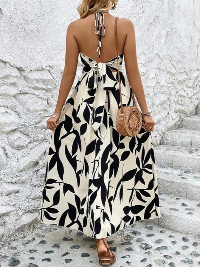 Halter Twist Front Cut-Out Maxi Dress