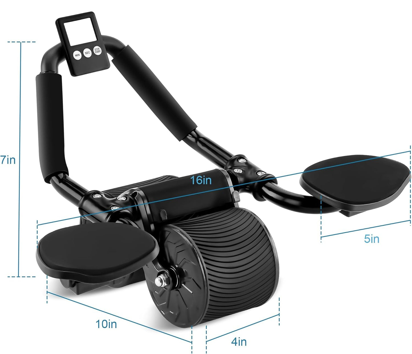 Automatic Rebound Ab Roller Wheel with Elbow Support and Built-in Timer