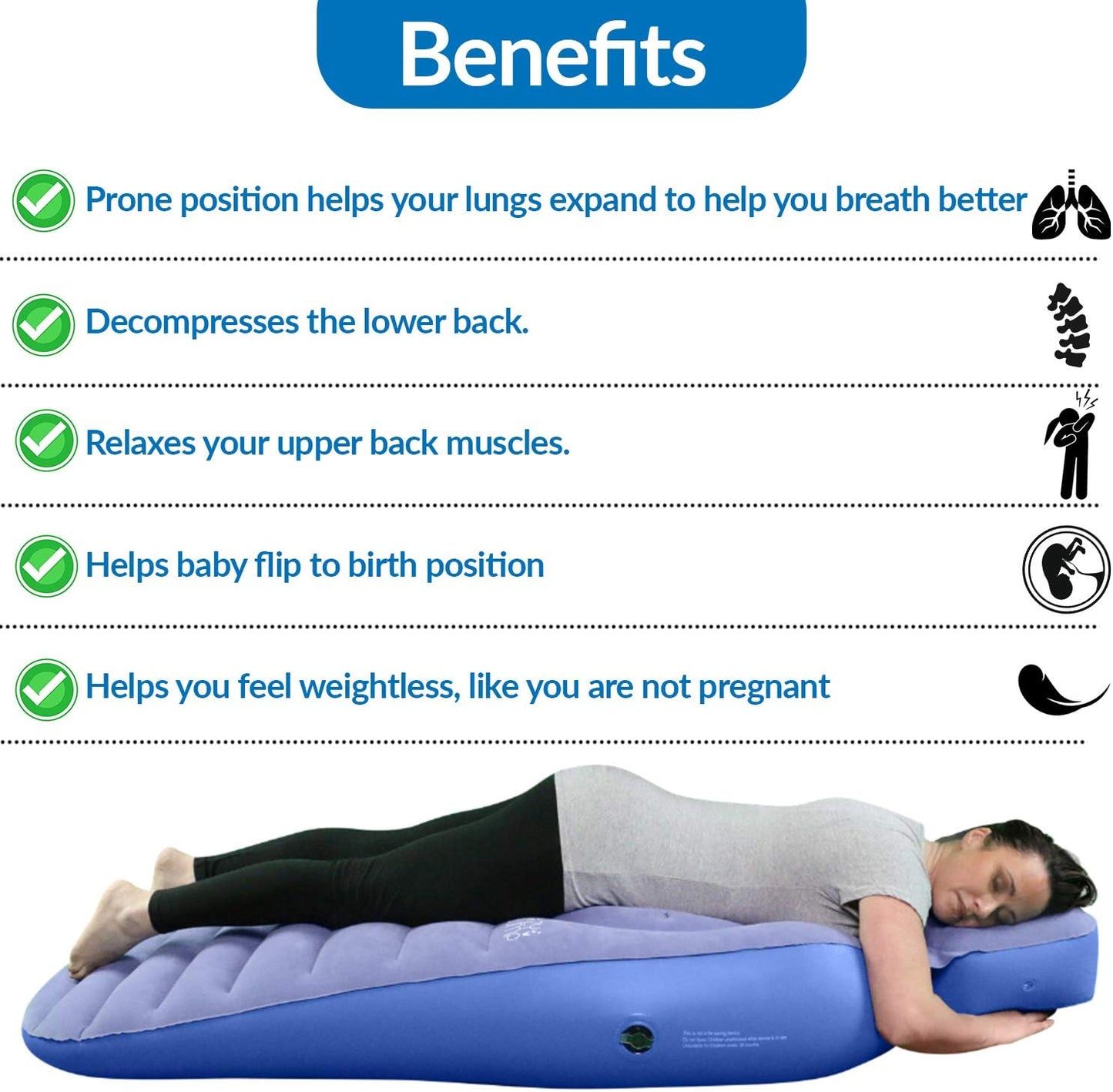 Inflatable Pregnancy Airbed for Nap, Massage, Training, Pool