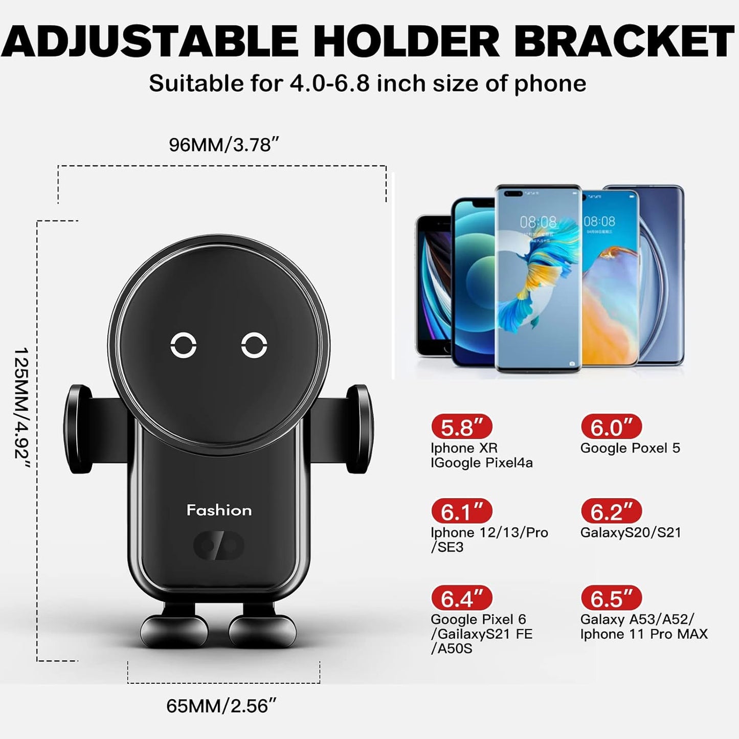 15W Wireless Smart Sensor Auto-Clamping Car Phone Holder