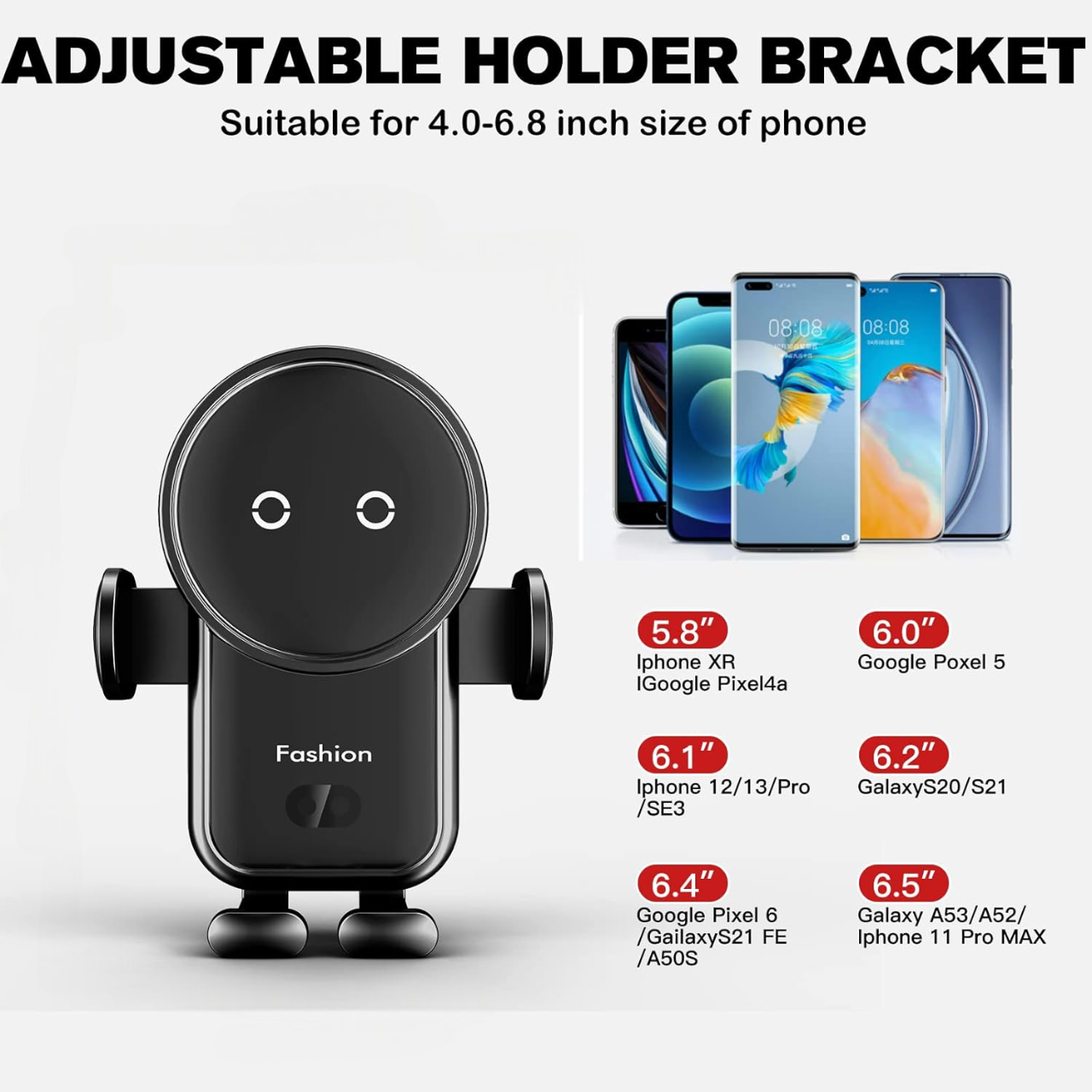 15W Smart Sensor Wireless Auto-Clamping Car Charger Mount