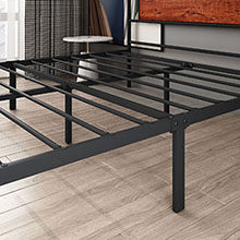 Queen Bed Frame with Wooden Headboard Metal Platform Bed Frames with Storage, Easy Assembly