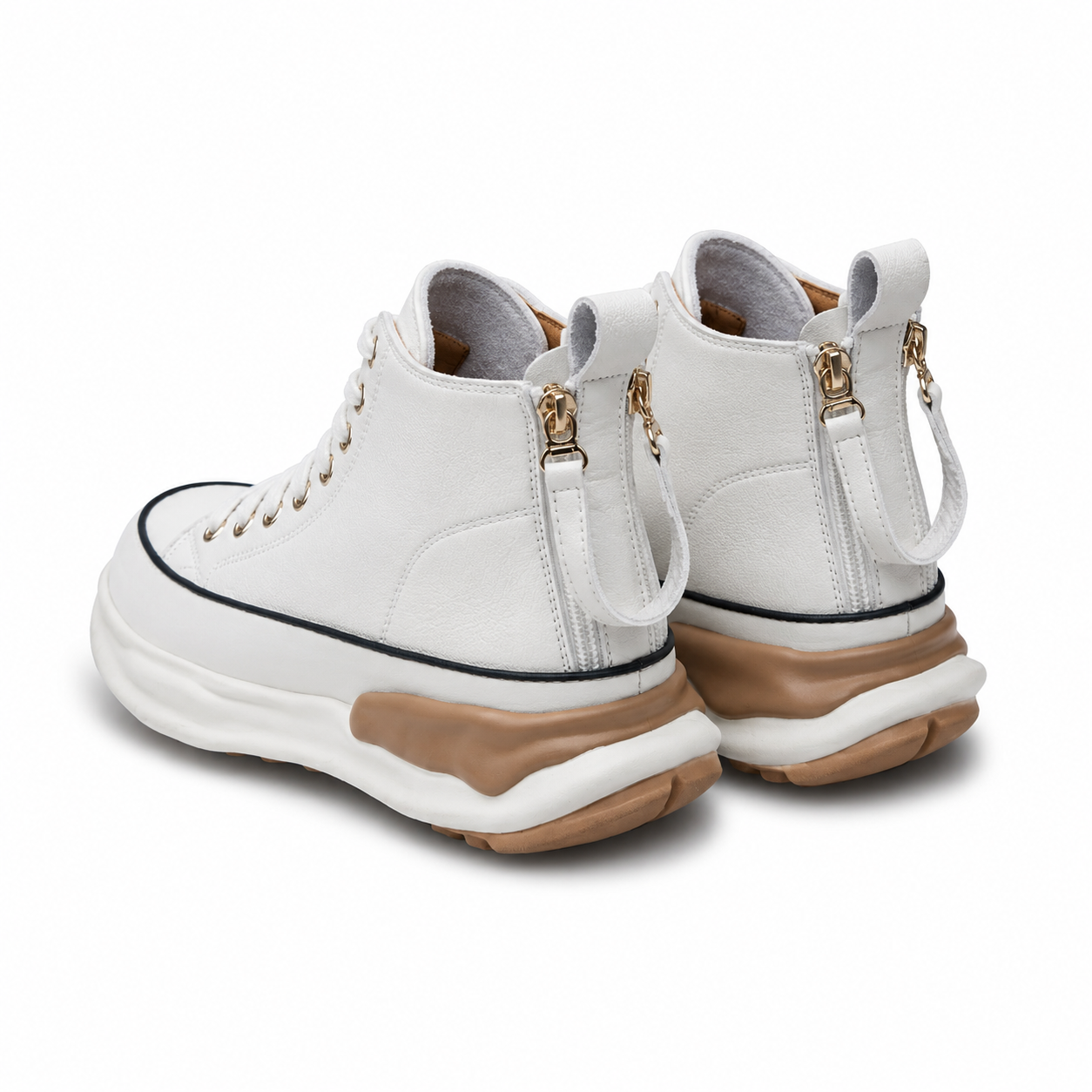 Women's High-Top Leather Platform Sneakers