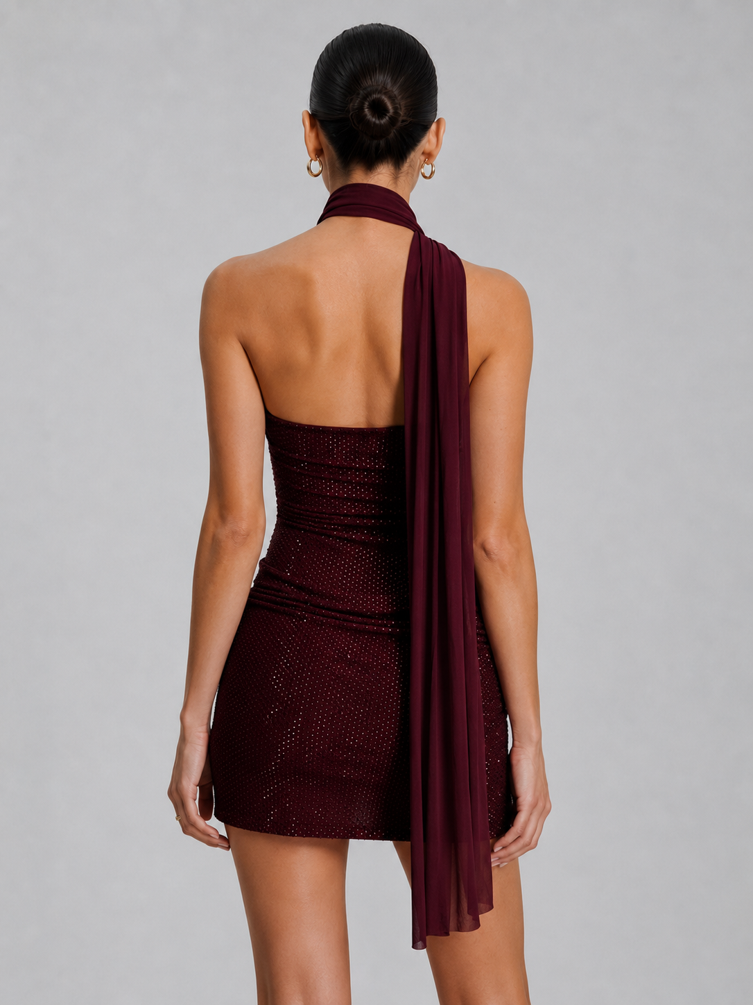 Midnight Diamante Scarf Mini Dress