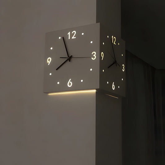 Motion Sensor Backlit LED Corner Wall Clock