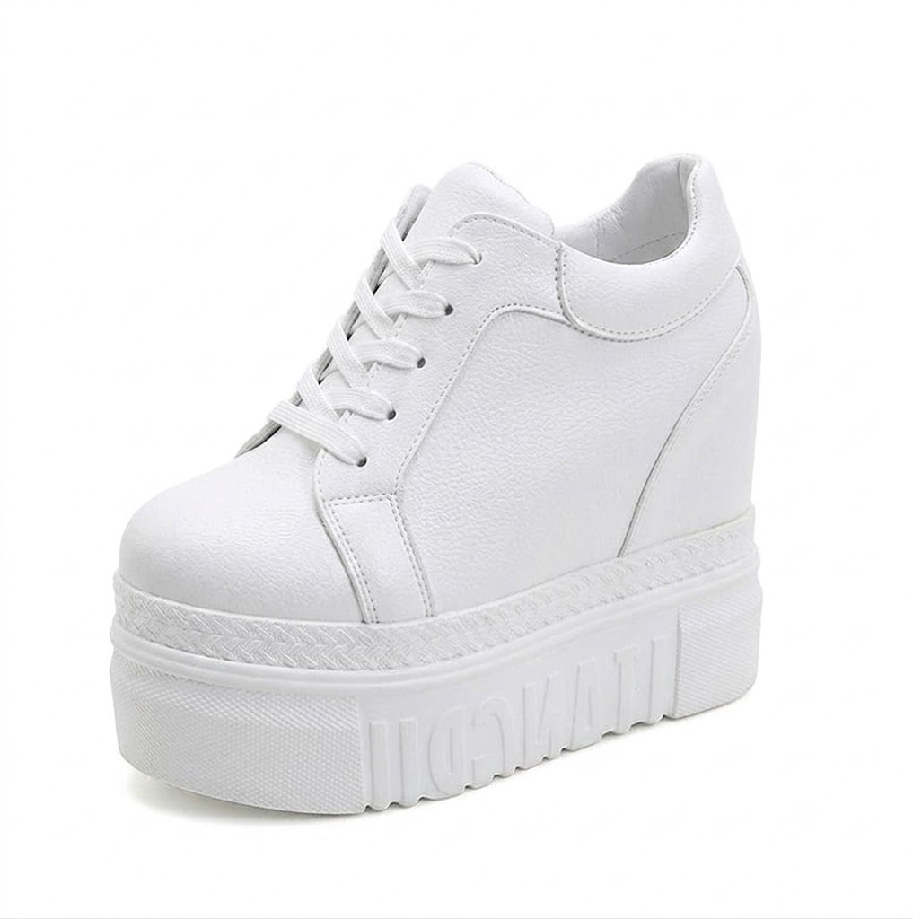 Embroidered Rose Platform Wedge Sneakers