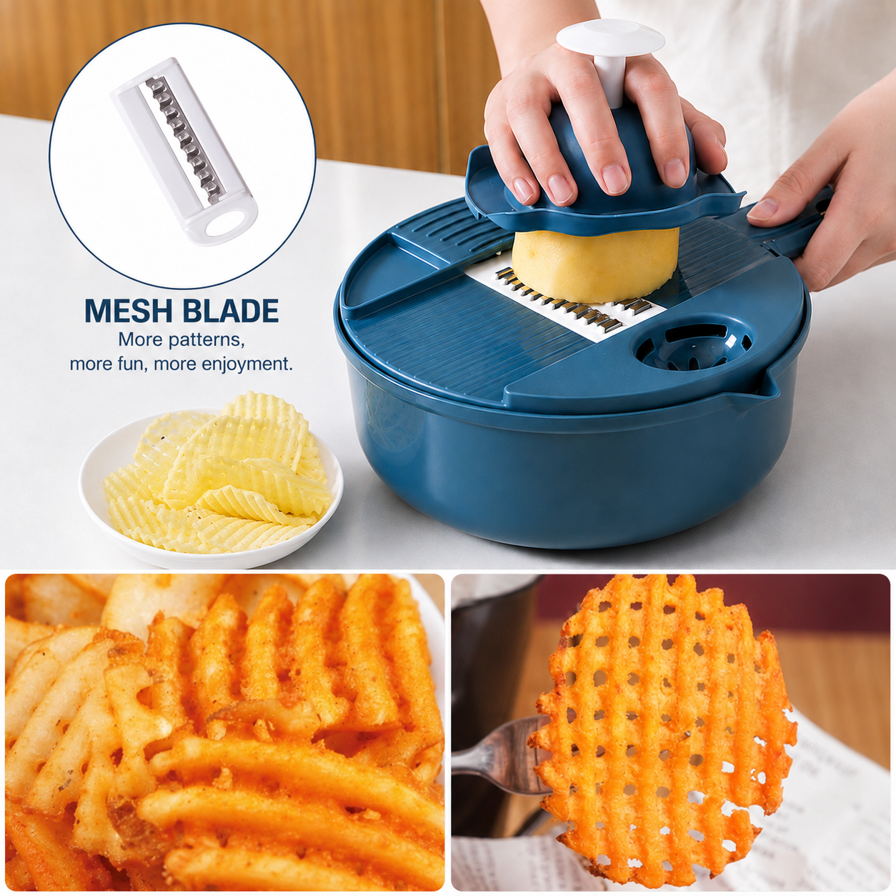12-in-1 Multifunction Circular Slicer Set with Container Base/Strainer