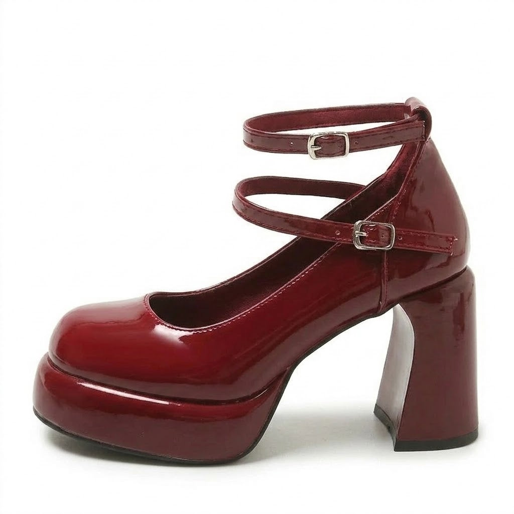 Mary Jane Platform Block Heel Pumps