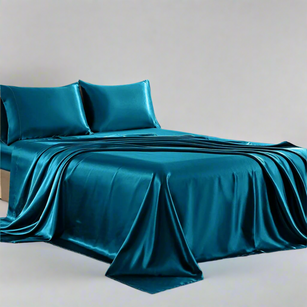 4-Piece Solid Color Pure Silk-Like Bed Sheet Set