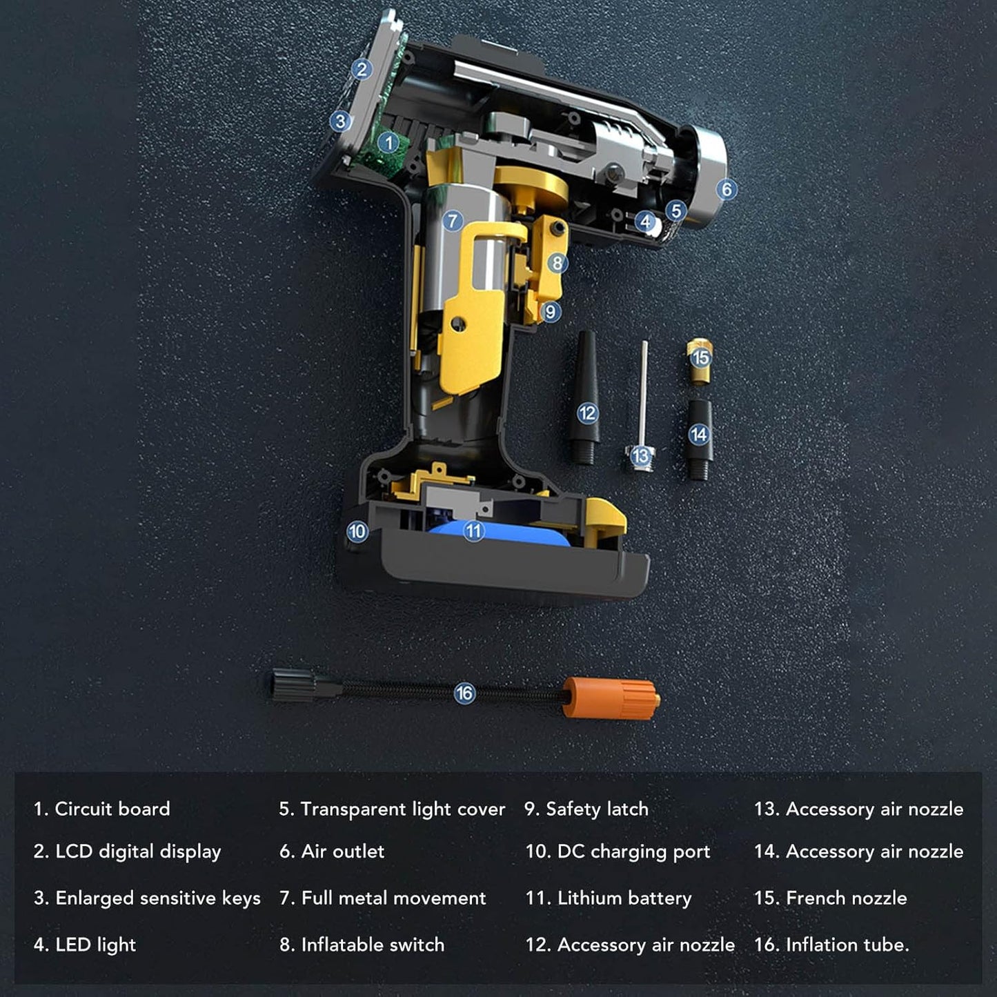 12V 150PSI Multi-Functional Cordless Air Compressor/Tire Inflator with Digital Pressure Gauge & LED Light