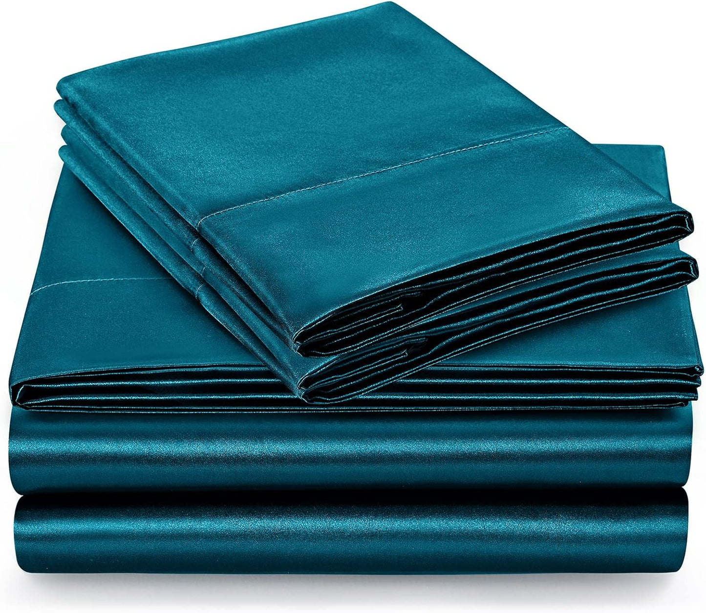 4-Piece Solid Color Pure Silk-Like Bed Sheet Set