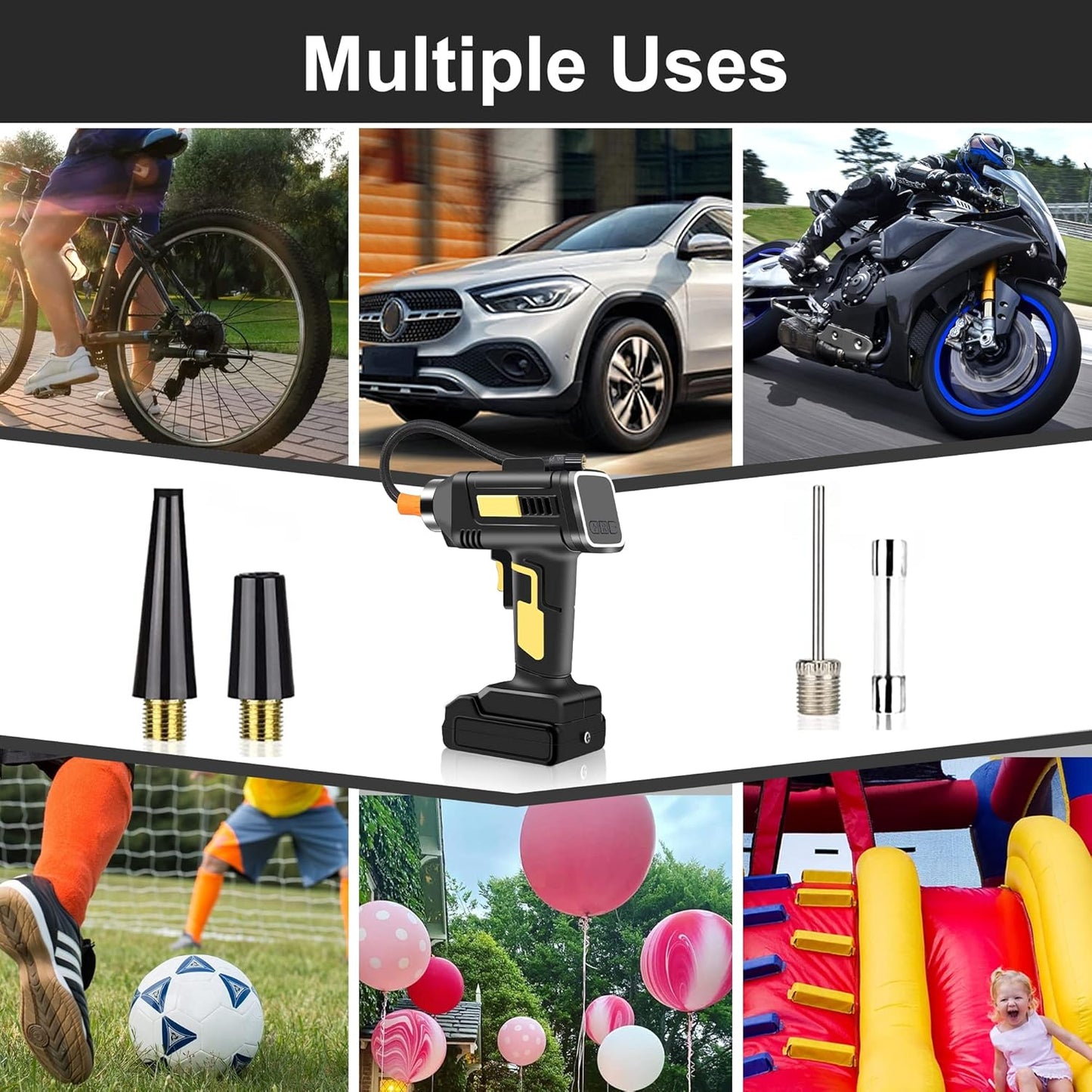 12V 150PSI Multi-Functional Cordless Air Compressor/Tire Inflator with Digital Pressure Gauge & LED Light