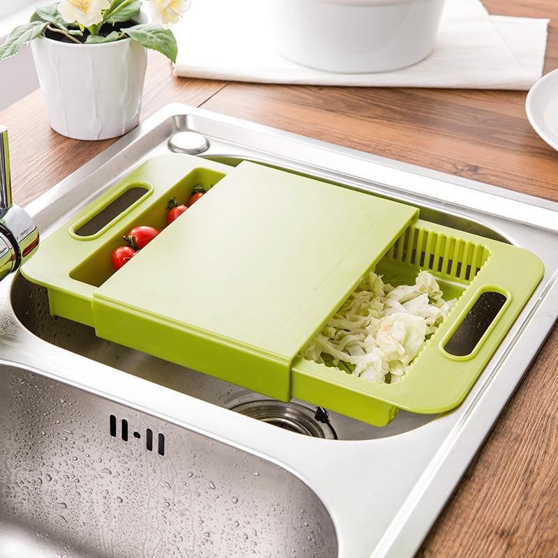 2-in-1 Cutting Board with Drain Basket
