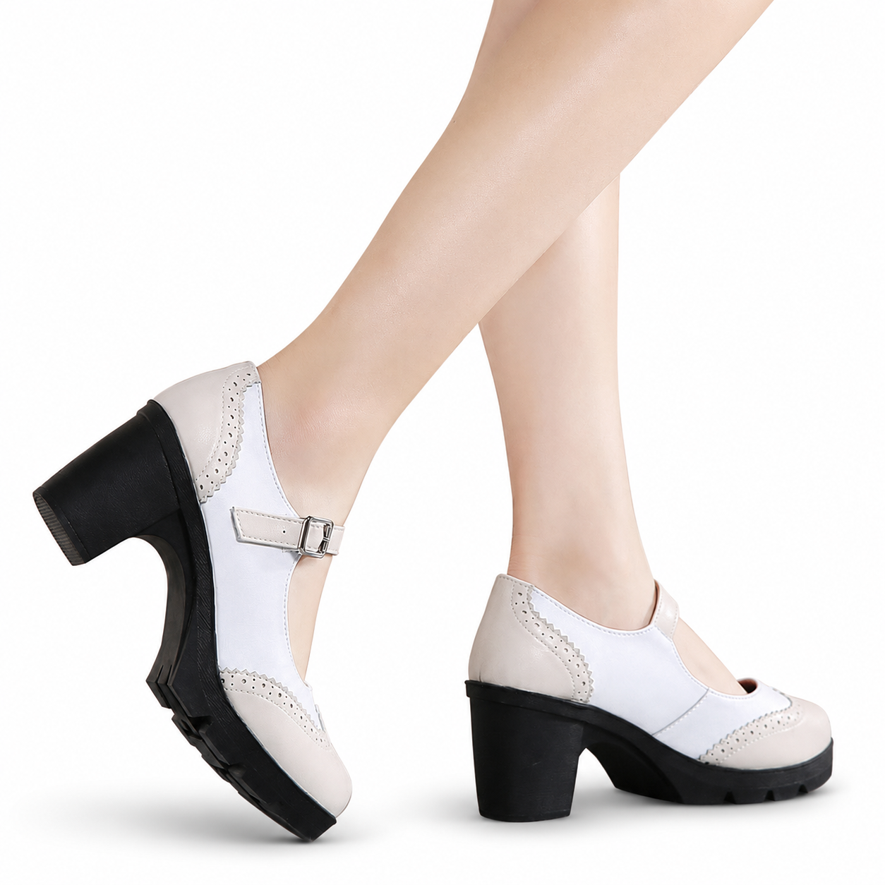 Genuine Leather Platform Oxford Mary Jane Pumps