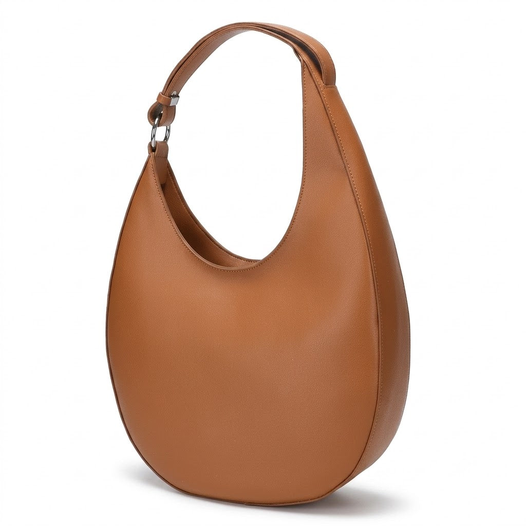 Half-Moon Hobo Shoulder Bag – Genuine Cowhide Leather