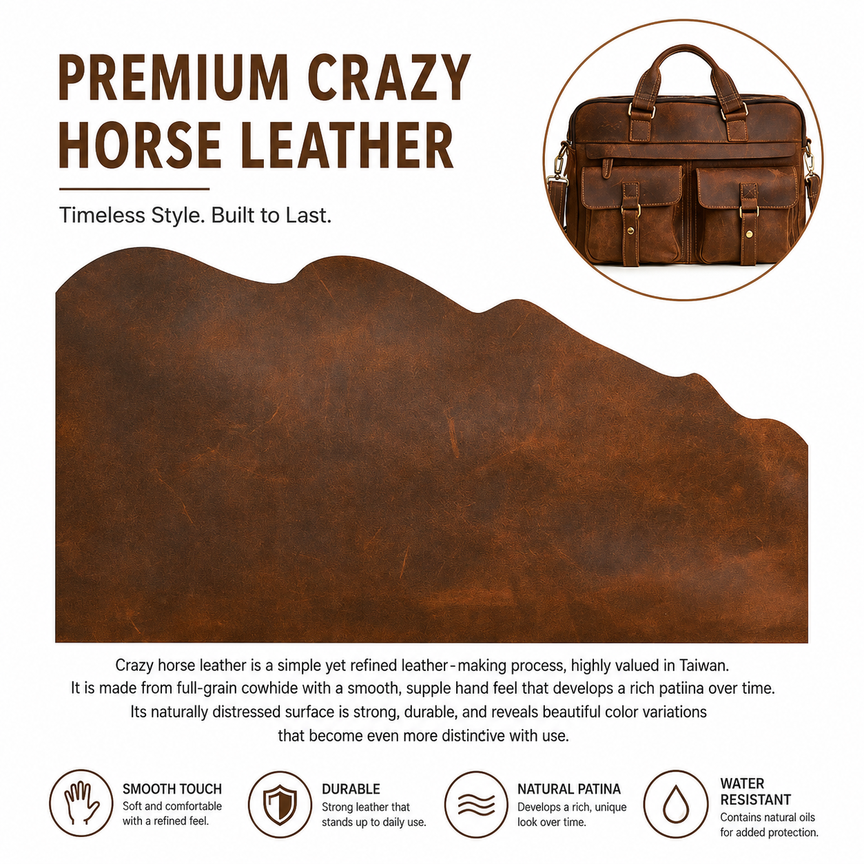 Men's Vintage Crazy Horse Leather Briefcase