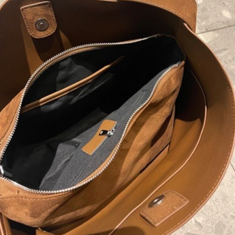 Retro Suede Slouchy Tote Bag