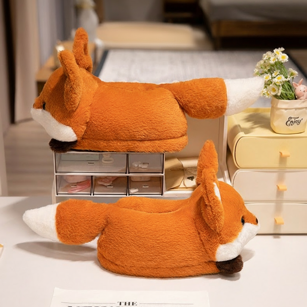 Red Panda & Fox Plush Slippers