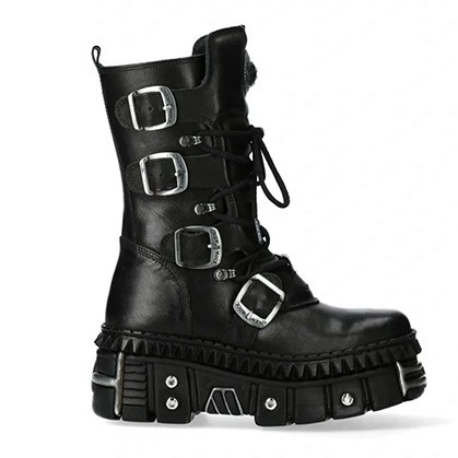 Genuine Leather Goth/Biker Style Platform Boots