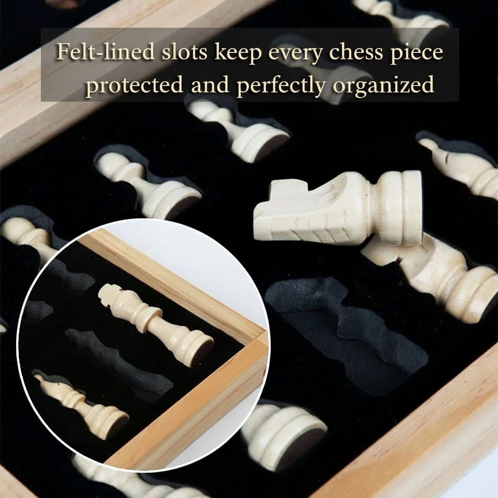 Magnetic Solid Wood Folding Chess Set